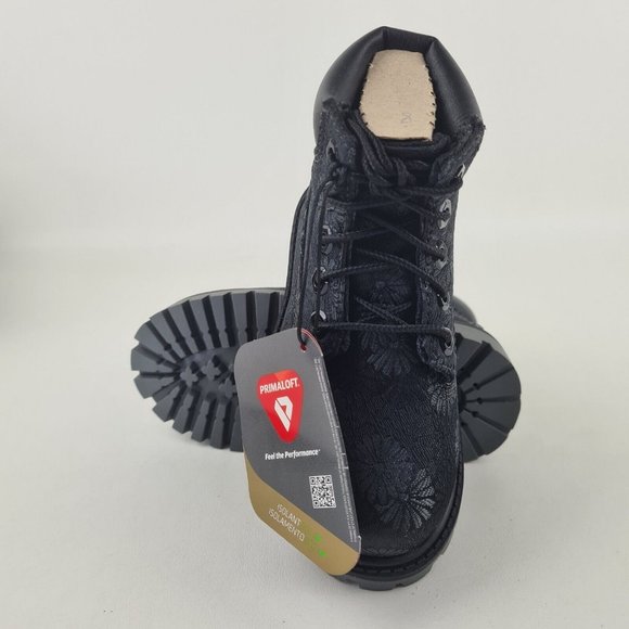 Timberland 6 IN Classic Toddler Boots Black Floral Leather - Picture 10 of 12